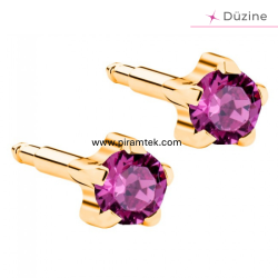 Gold Tırnaklı Rose Kulak Delme Küpesi - Nina Medikal