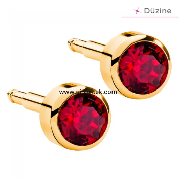 Gold Garnet Kulak Delme Küpesi - 1