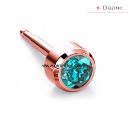 Rose Blue Zircon Kulak Delme Küpesi - Nina Medikal