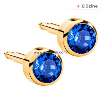 Gold Sapphire Kulak Delme Küpesi - 1