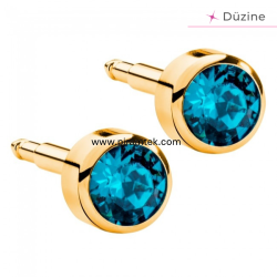 Gold Blue Zircon Kulak Delme Küpesi - Nina Medikal