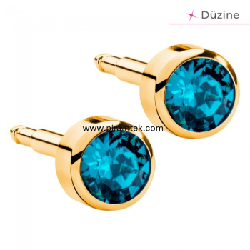 Gold Blue Zircon Kulak Delme Küpesi - 1