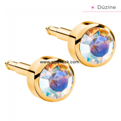 Gold Rock Crystal Kulak Delme Küpesi - Nina Medikal