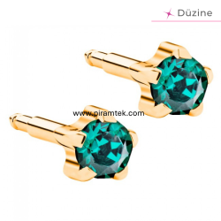 Gold Tırnaklı Emerald Kulak Delme Küpesi - Nina Medikal