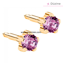 Gold Tırnaklı Light Rose Kulak Delme küpesi - Nina Medikal