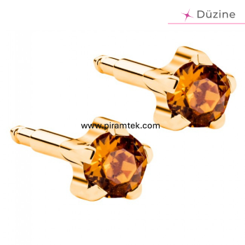 Gold Tırnaklı Topaz Kulak Delme Küpesi - 1