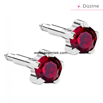 White Tırnaklı Garnet Kulak Delme Küpesi - 1