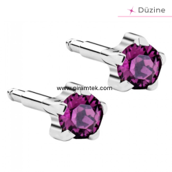 White Tırnaklı Amethys Kulak Delme Küpesi - Nina Medikal