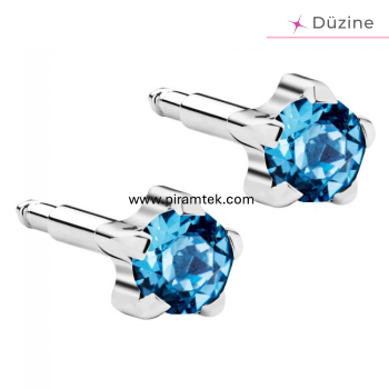 White Tırnaklı Aquamarine Kulak Delme Küpesi - 1