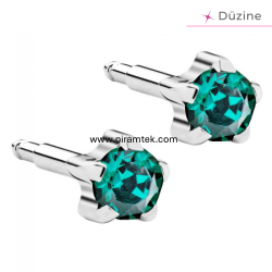 White Tırnaklı Emerald Kulak Delme Küpesi - Nina Medikal