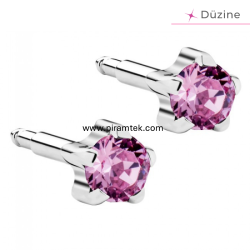 White Tırnaklı Light Rose Kulak Delme Küpesi - Nina Medikal