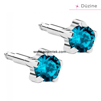 White Tırnaklı Blue Zircon Kulak Delme Küpesi - 1