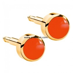Gold İncili Red Coral Kulak Delme Küpesi - Nina Medikal
