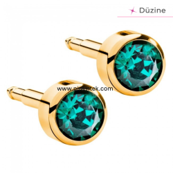 Gold Emerald Kulak Delme Küpesi - Nina Medikal